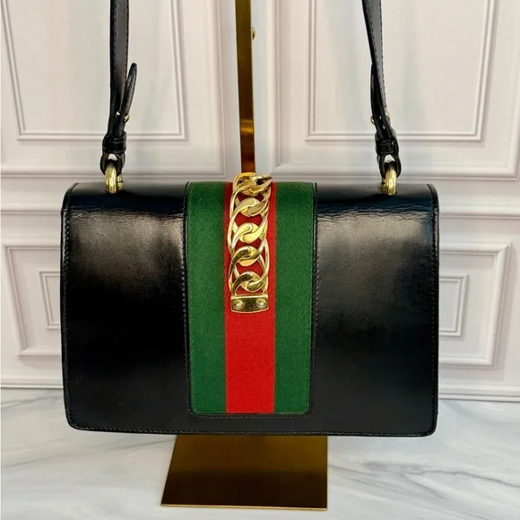 Gucci Black Sylvie Leather Shoulder Bag | Sherry Line | Full Inclusion - Picture 6 of 13